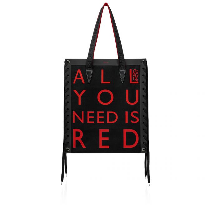 Bolso Tote Christian Louboutin Cabalace Small Creative Fabric Tote Bags Mujer Negros Rojos | MX-30121