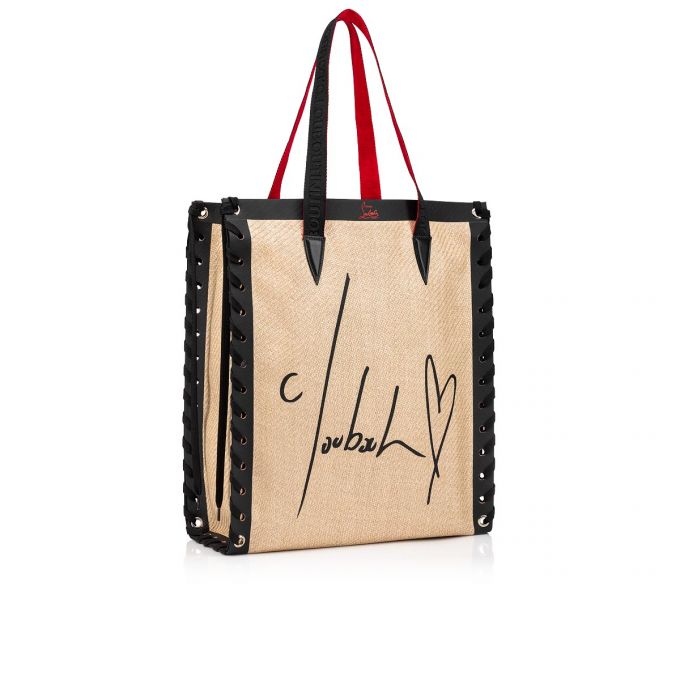 Bolso Tote Christian Louboutin Cabalace Small Creative Fabric Tote Bags Mujer Blancos Negros | MX-47916