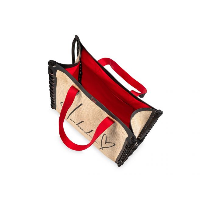 Bolso Tote Christian Louboutin Cabalace Small Creative Fabric Tote Bags Mujer Blancos Negros | MX-47916