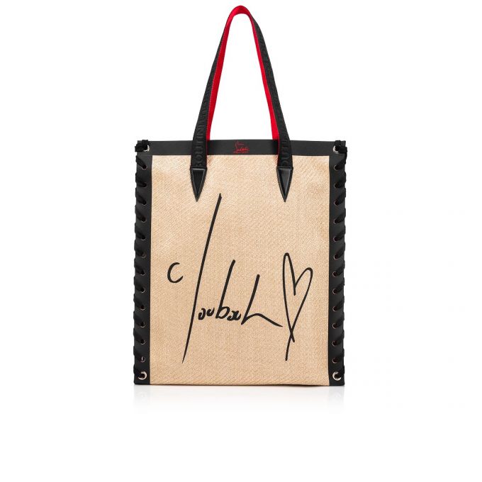 Bolso Tote Christian Louboutin Cabalace Small Creative Fabric Tote Bags Mujer Blancos Negros | MX-47916