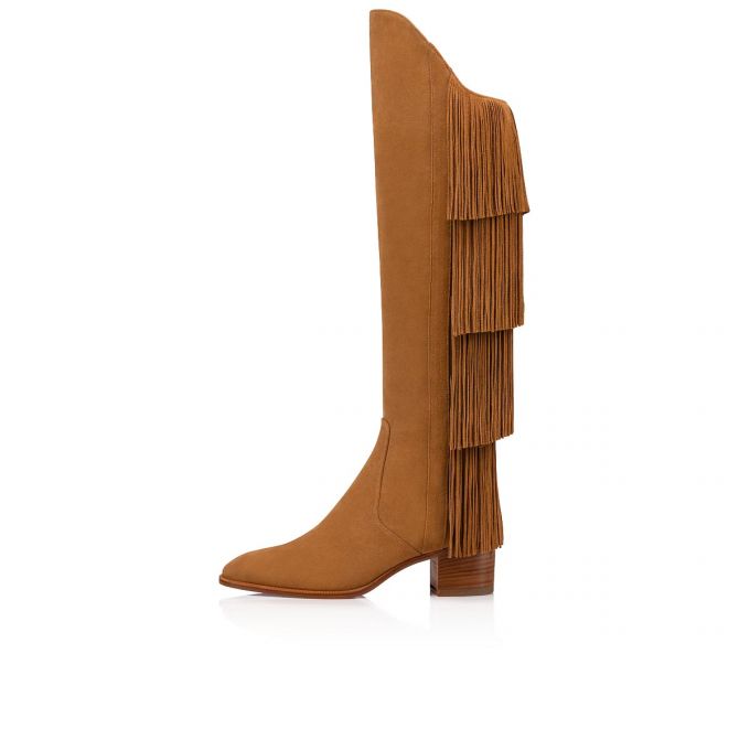 Botas Christian Louboutin Boot Lion 55 Fes Veau Velours Boots Mujer Marrom | MX-67519