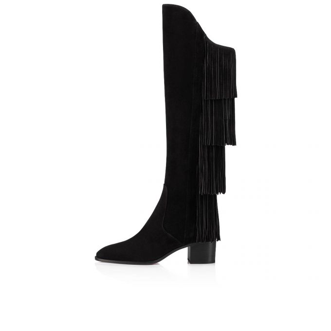 Botas Christian Louboutin Boot Lion 55 Veau Velours Boots Mujer Negros | MX-19820