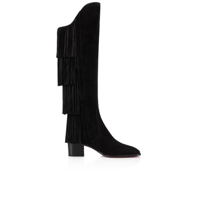 Botas Christian Louboutin Boot Lion 55 Veau Velours Boots Mujer Negros | MX-19820