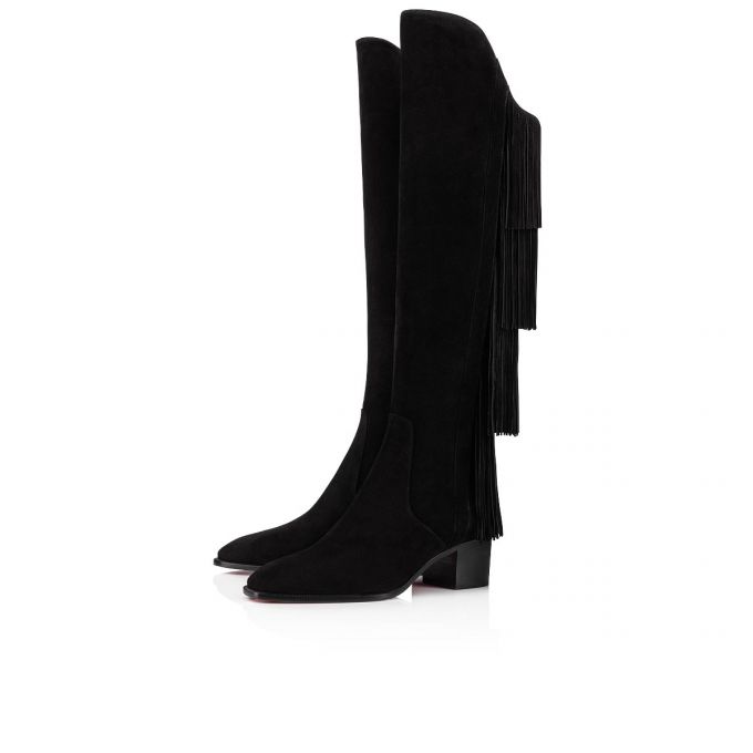 Botas Christian Louboutin Boot Lion 55 Veau Velours Boots Mujer Negros | MX-19820