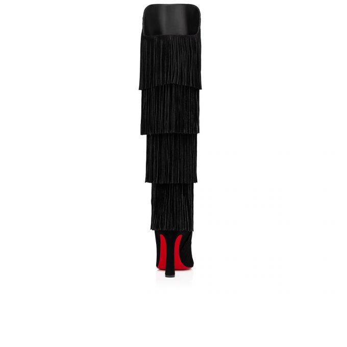 Botas Christian Louboutin Boot Lionne 100 Veau Velours Boots Mujer Negros | MX-43868