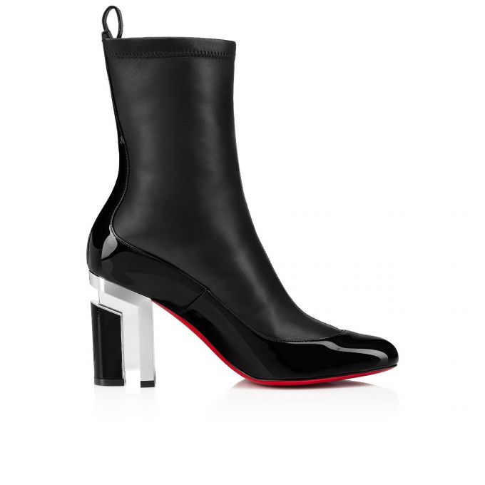 Botas Christian Louboutin Bootnik 85 Charol Boots Mujer Negros Plateados | MX-80139