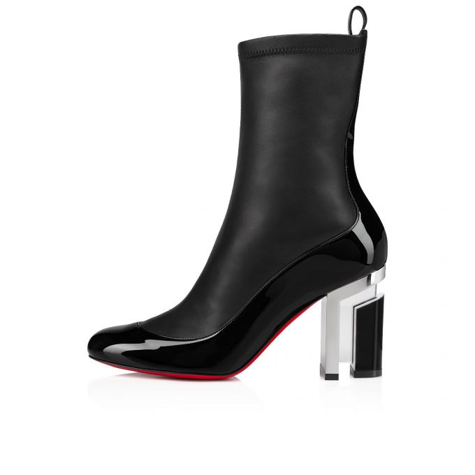 Botas Christian Louboutin Bootnik 85 Charol Boots Mujer Negros Plateados | MX-80139