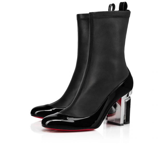 Botas Christian Louboutin Bootnik 85 Charol Boots Mujer Negros Plateados | MX-80139