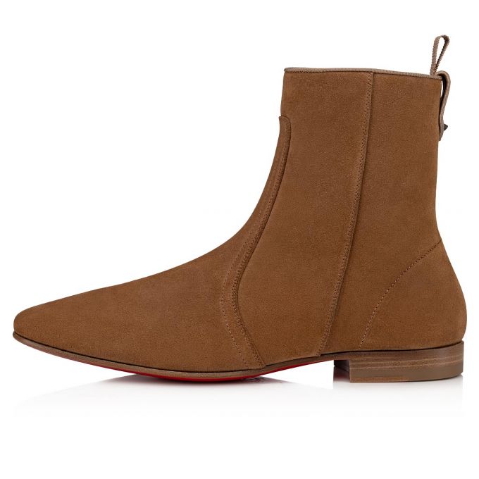 Botas Christian Louboutin Cardaboot Fennec Calf Booty Hombre Kaki | MX-28398