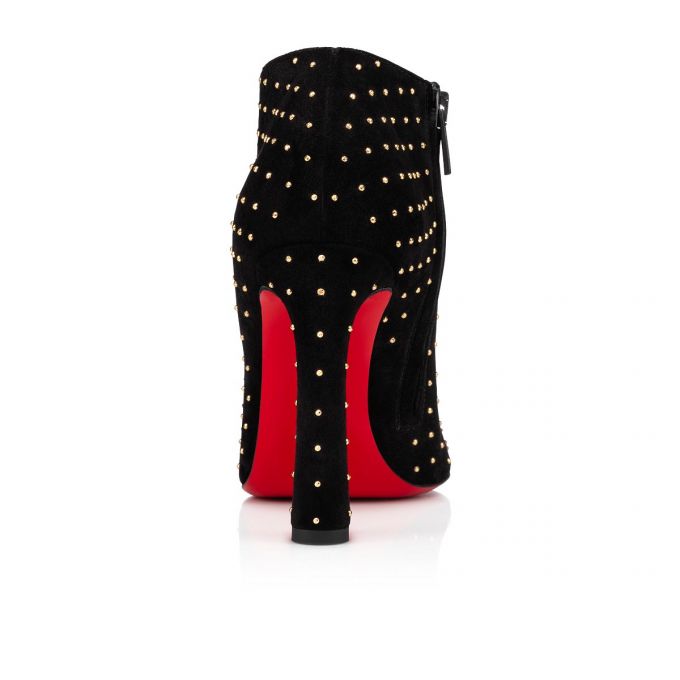 Botas Christian Louboutin Eleonor Plume 100 Veau Velours Boots Mujer Negros Dorados | MX-41103