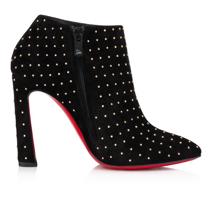 Botas Christian Louboutin Eleonor Plume 100 Veau Velours Boots Mujer Negros Dorados | MX-41103