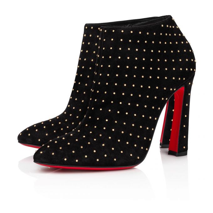 Botas Christian Louboutin Eleonor Plume 100 Veau Velours Boots Mujer Negros Dorados | MX-41103