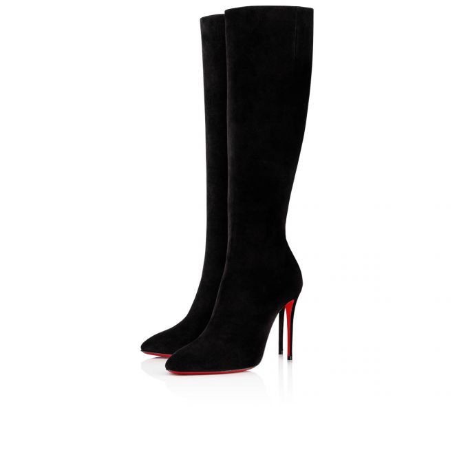 Botas Christian Louboutin Eloise Botta 100 100 Veau Velours Boots Mujer Negros | MX-60759