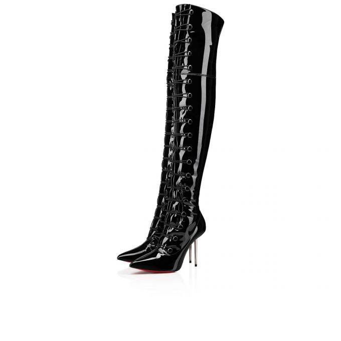 Botas Christian Louboutin Epic Et French 100 Charol Boots Mujer Negros | MX-22371