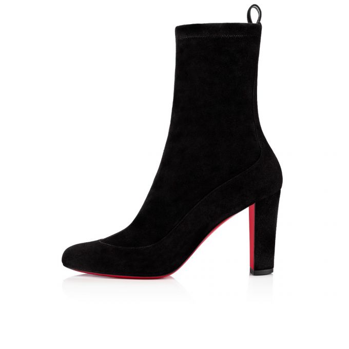 Botas Christian Louboutin Gena Bootie 085 85 Veau Velours Boots Mujer Negros | MX-51906