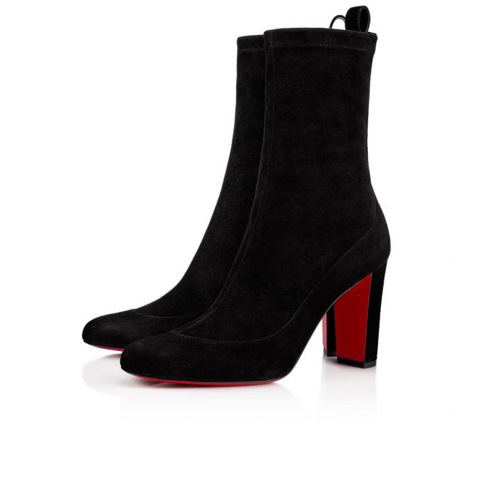 Botas Christian Louboutin Gena Bootie 085 85 Veau Velours Boots Mujer Negros | MX-51906