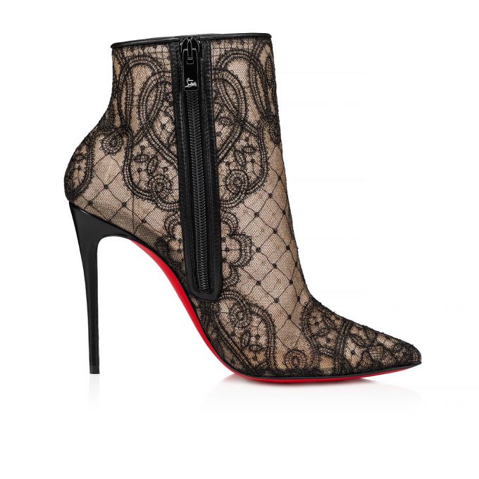 Botas Christian Louboutin Gipsybootie 100 Version Encaje Bootie Mujer Negros | MX-12309