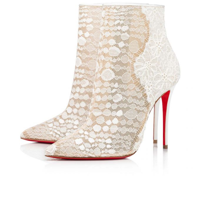 Botas Christian Louboutin Gipsybootie 100 Encaje Bootie Mujer Blancos Azules | MX-42129