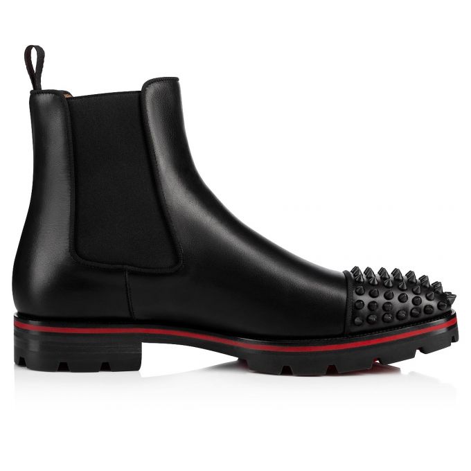 Botas Christian Louboutin Melon Spikes 000 Mat Calf Booty Hombre Negros | MX-38615