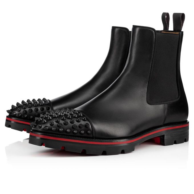 Botas Christian Louboutin Melon Spikes 000 Mat Calf Booty Hombre Negros | MX-38615