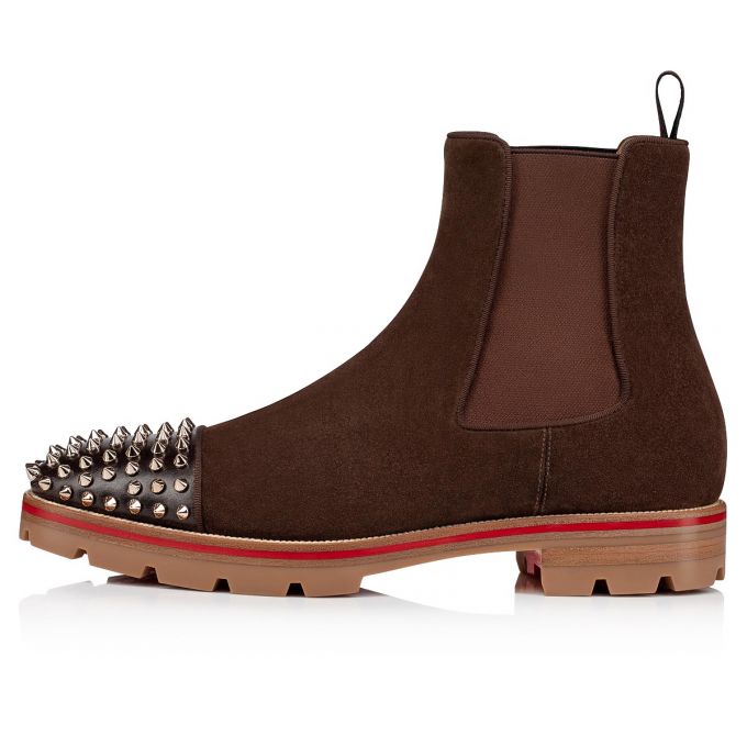 Botas Christian Louboutin Melon Spikes Version Metal Veau Velours Booty Hombre Metal | MX-93120