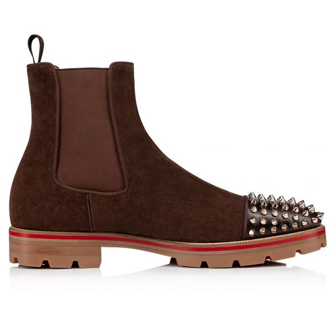 Botas Christian Louboutin Melon Spikes Version Metal Veau Velours Booty Hombre Metal | MX-93120