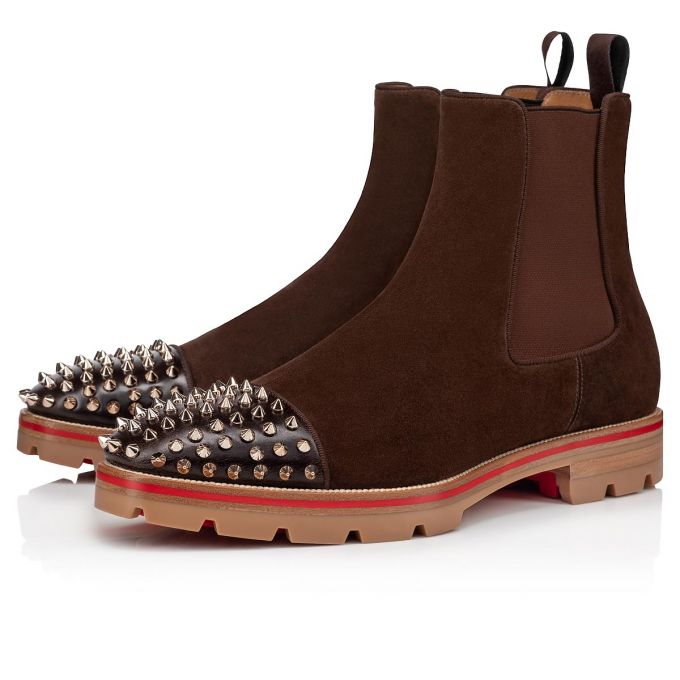 Botas Christian Louboutin Melon Spikes Version Metal Veau Velours Booty Hombre Metal | MX-93120