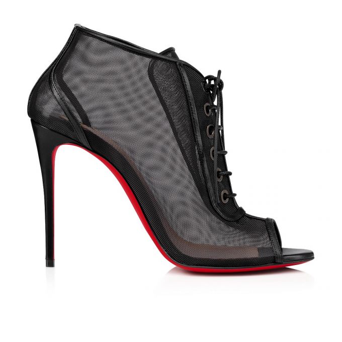 Botas Christian Louboutin Open Ondessa 100 Encaje Boots Mujer Negros | MX-16472