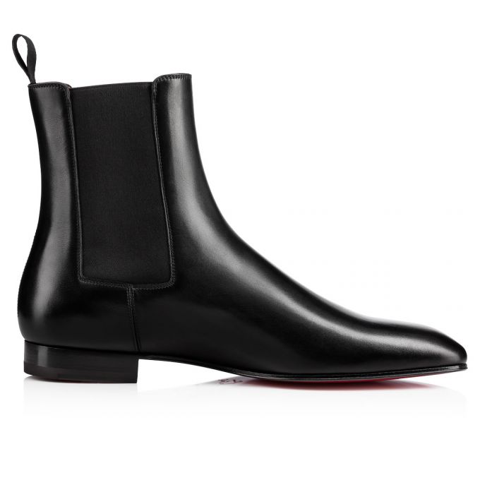 Botas Christian Louboutin Roadie 000 Calf Booty Hombre Negros | MX-85663