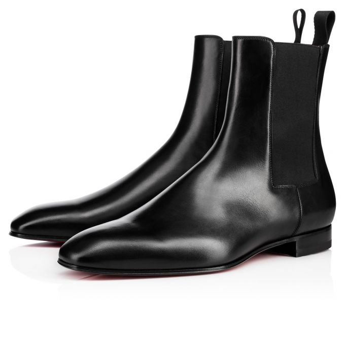 Botas Christian Louboutin Roadie 000 Calf Booty Hombre Negros | MX-85663