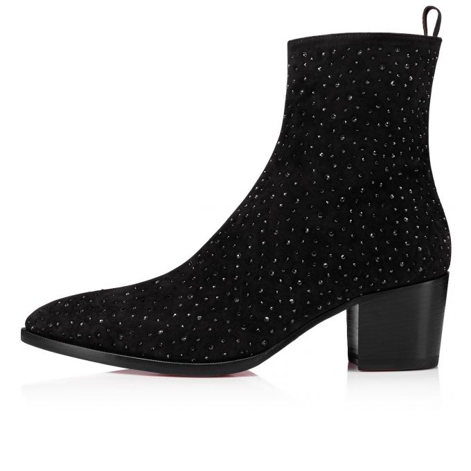 Botas Christian Louboutin William Zip Creative Cuero Booty Hombre Negros | MX-41985