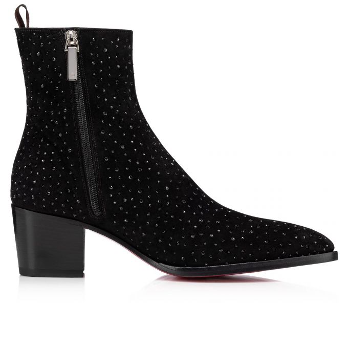 Botas Christian Louboutin William Zip Creative Cuero Booty Hombre Negros | MX-41985