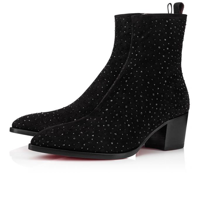 Botas Christian Louboutin William Zip Creative Cuero Booty Hombre Negros | MX-41985