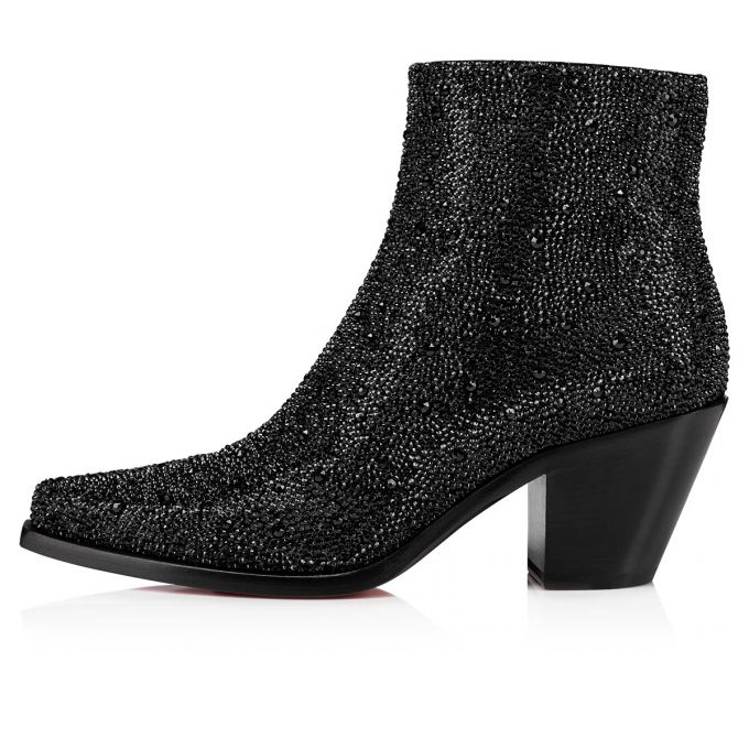 Botas Christian Louboutin With My Strass 65 Gamuza Boots Mujer Negros | MX-04241