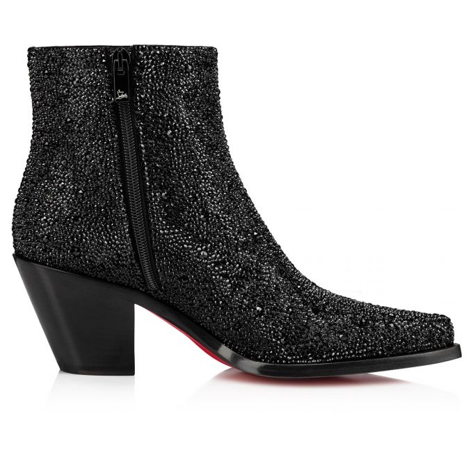 Botas Christian Louboutin With My Strass 65 Gamuza Boots Mujer Negros | MX-04241