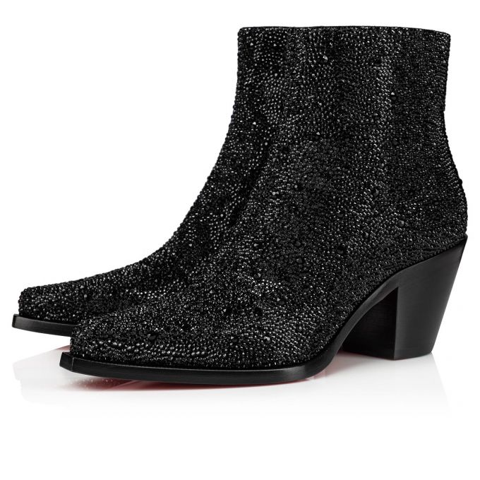 Botas Christian Louboutin With My Strass 65 Gamuza Boots Mujer Negros | MX-04241