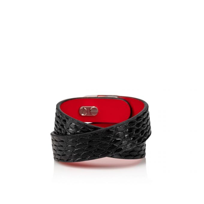 Bracelets Christian Louboutin Elisa Bracelet Double 15 Calf Bracelets Mujer Negros Plateados | MX-51615