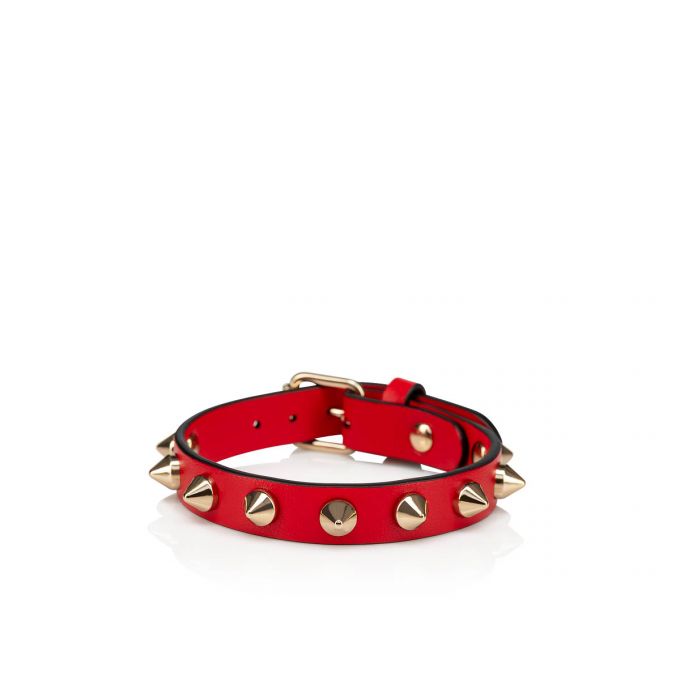 Bracelets Christian Louboutin Loubilink Classic Cuero Bracelets Mujer Rojos Dorados | MX-10879