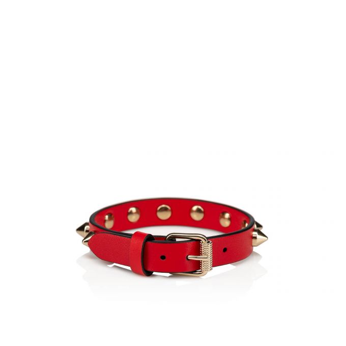 Bracelets Christian Louboutin Loubilink Classic Cuero Bracelets Mujer Rojos Dorados | MX-10879