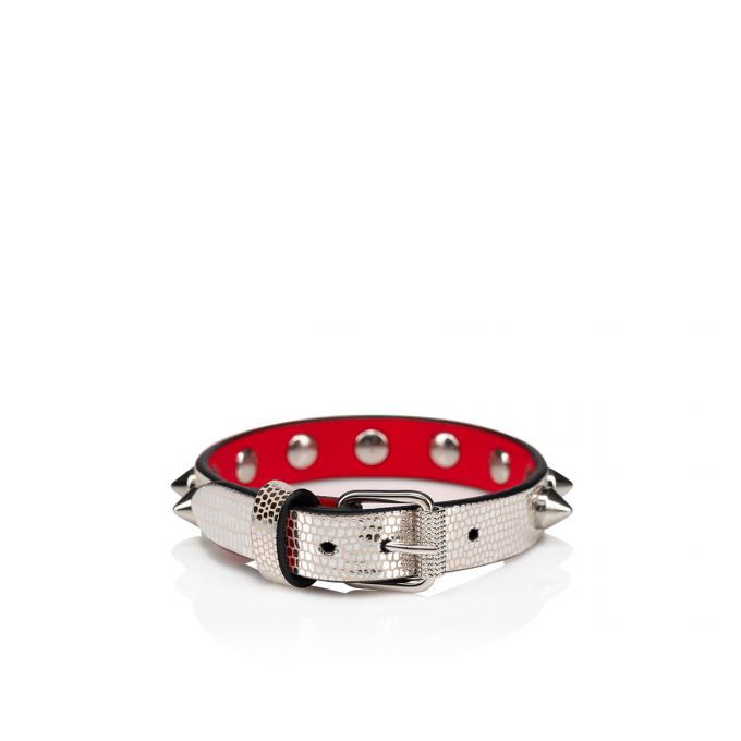 Bracelets Christian Louboutin Loubilink Bracelet Creative Cuero Bracelets Mujer Plateados | MX-13558