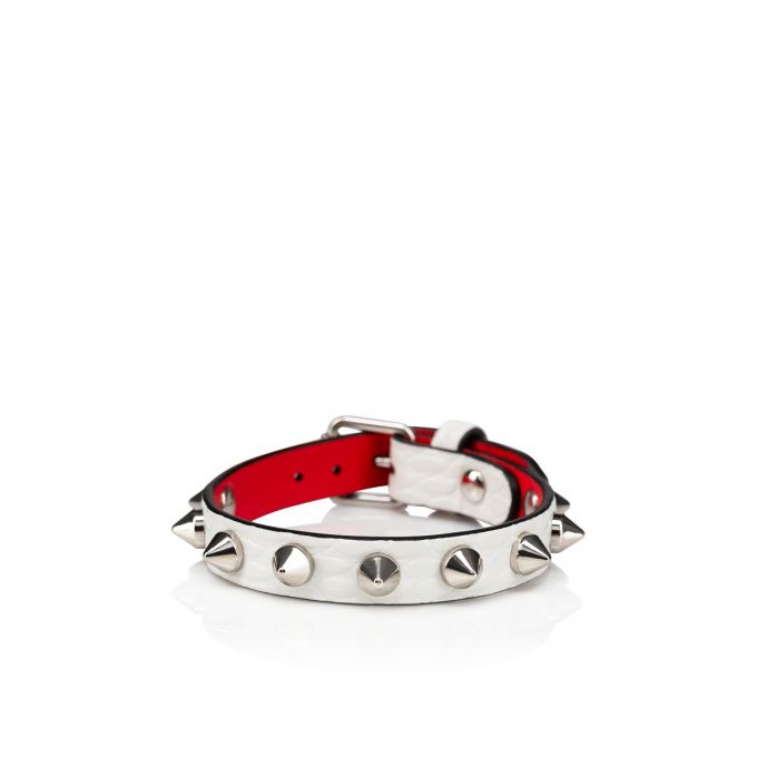 Bracelets Christian Louboutin Loubilink Bracelet Creative Cuero Bracelets Mujer Blancos Plateados | MX-54520