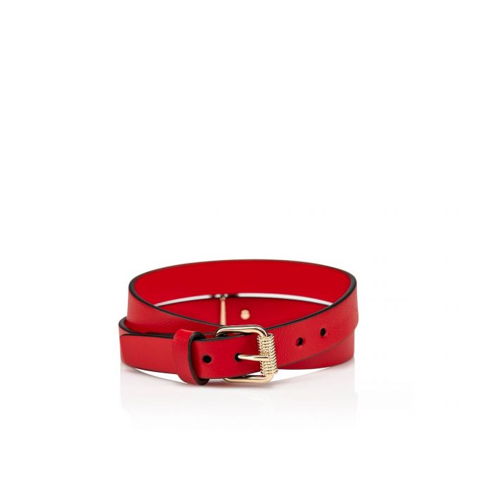 Bracelets Christian Louboutin Loubilink Classic Cuero Bracelets Mujer Rojos Dorados | MX-59784