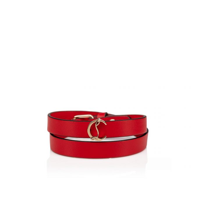 Bracelets Christian Louboutin Loubilink Classic Cuero Bracelets Mujer Rojos Dorados | MX-59784