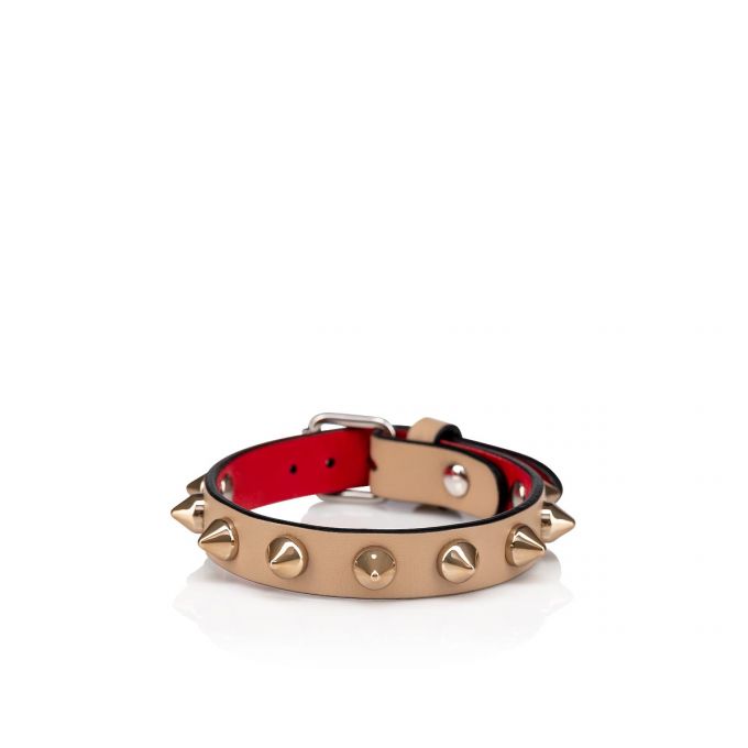 Bracelets Christian Louboutin Loubilink Classic Cuero Bracelets Mujer Beige | MX-63802