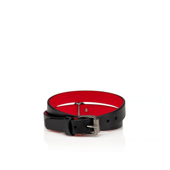 Bracelets Christian Louboutin Loubilink Logo Bracelet Double Classic Cuero Bracelets Mujer Negros | MX-79676