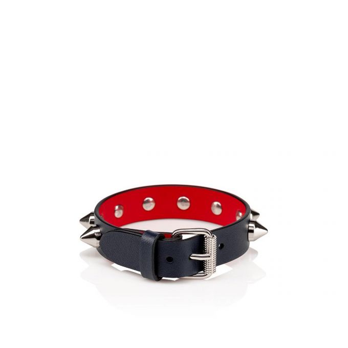 Bracelets Christian Louboutin M Loubilink Bracelet 15 Calf P Bracelets Hombre Azul Marino Plateados | MX-75114