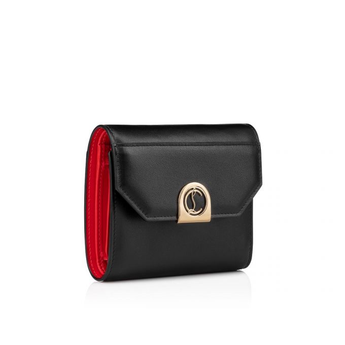 Carteras Christian Louboutin Elisa Compact Wallet Calf Empi Classic Cuero Wallets Mujer Negros Dorados | MX-58302