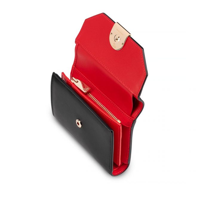 Carteras Christian Louboutin Elisa Compact Wallet Calf Empi Classic Cuero Wallets Mujer Negros Dorados | MX-58302