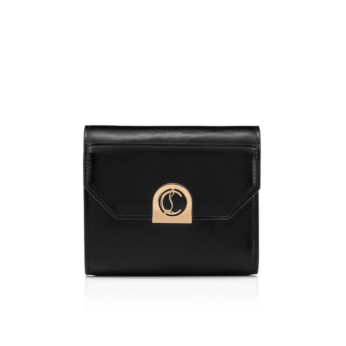 Carteras Christian Louboutin Elisa Compact Wallet Calf Empi Classic Cuero Wallets Mujer Negros Dorados | MX-58302