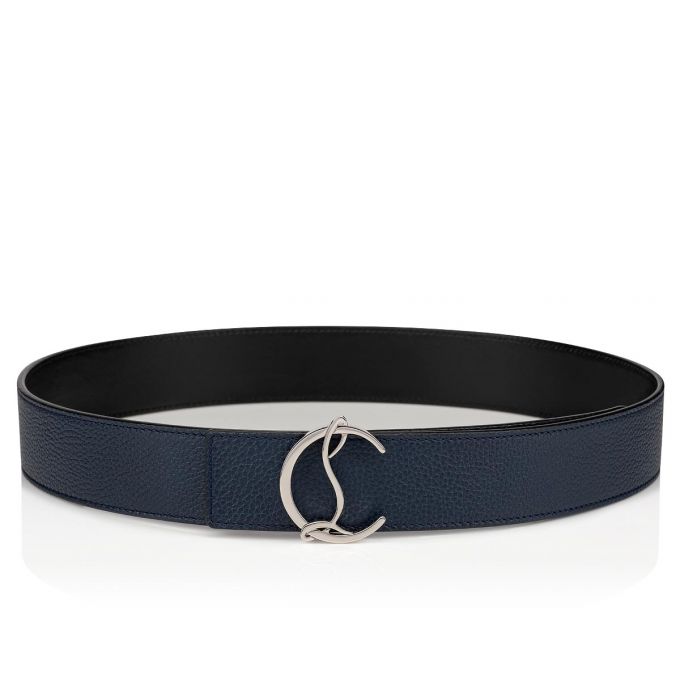 Cinturones Christian Louboutin Cl Logo Belt 40 Classic Cuero Belts Hombre Azul Marino Negros Plateados | MX-37872